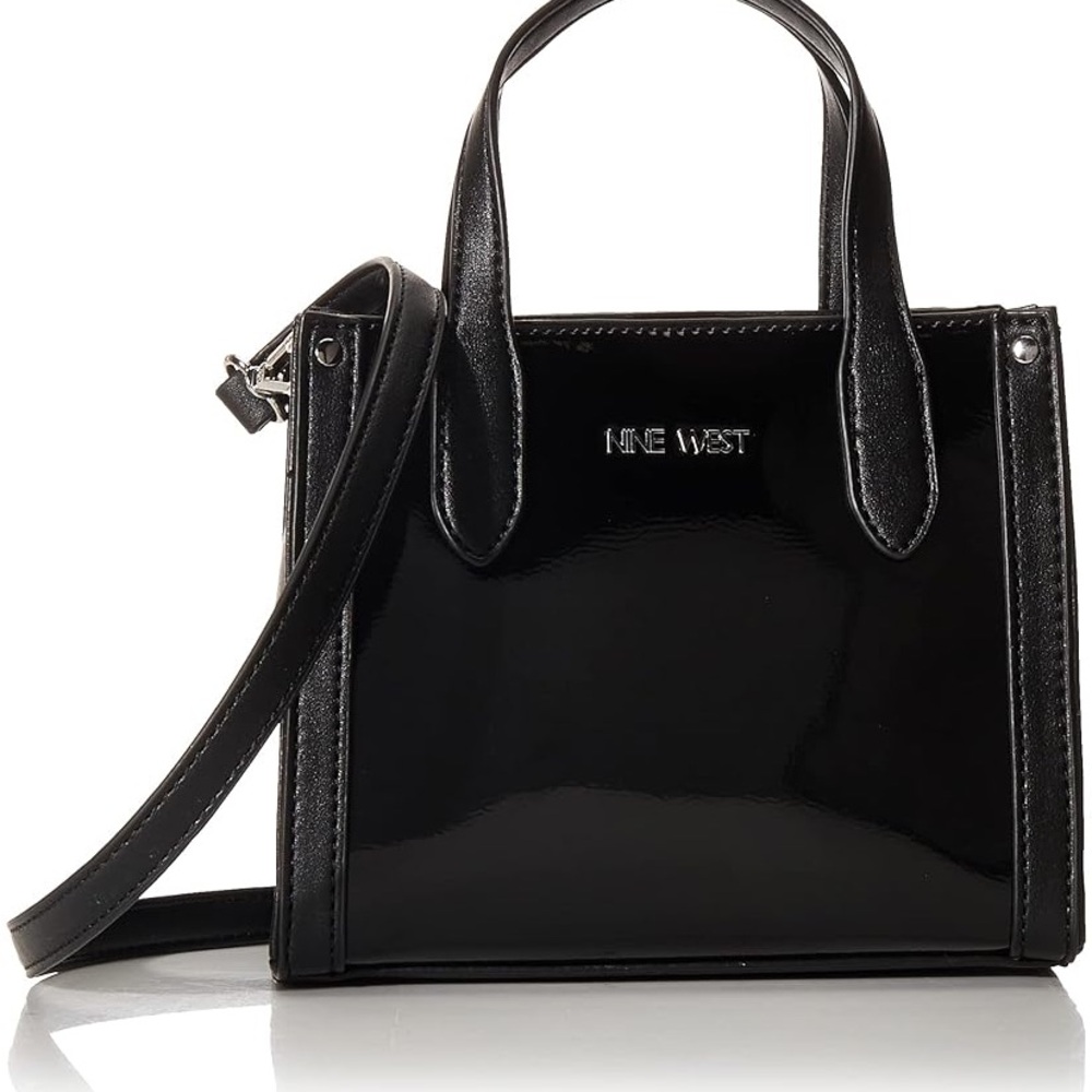 Nine West Glossy Black Crossbody Bag